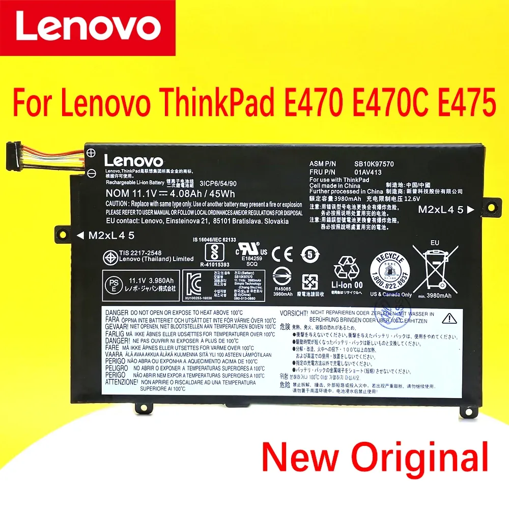 Batteries New For Lenovo ThinkPad E470 E470C E475 Series SB10K97568 SB10K97569 SB10K97570 01AV411 01AV412 01AV413 Laptop Battery