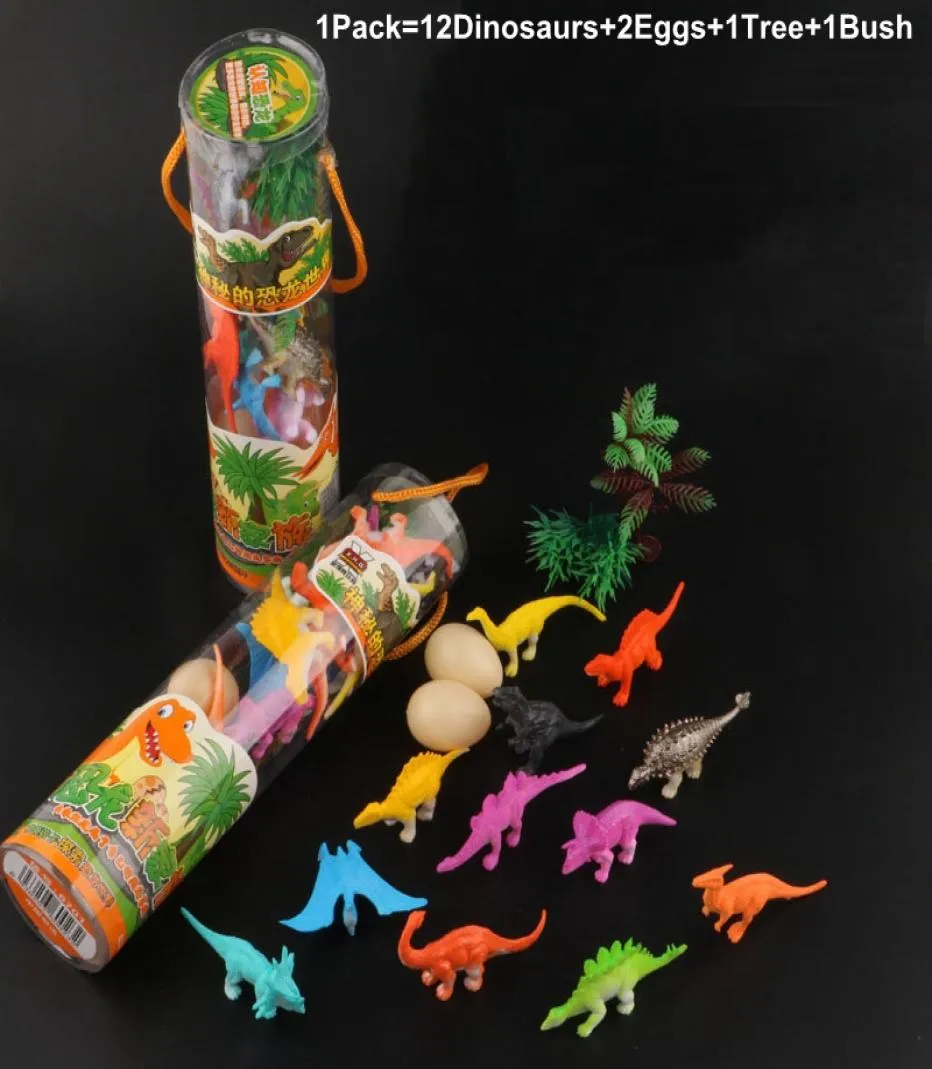 1 pack12pcs Mimi Figuras de dinossauros Modelo de dinossauro Jurássico de cano para crianças 039S Simulação Dinosaur Ornaments Toys Chr7315737