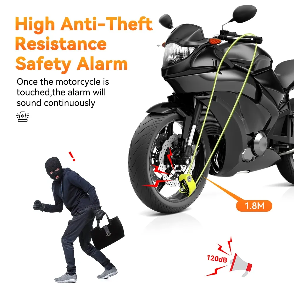 Moclever Motorcycle Anti-Theft Lock, Wheel Alarm Security