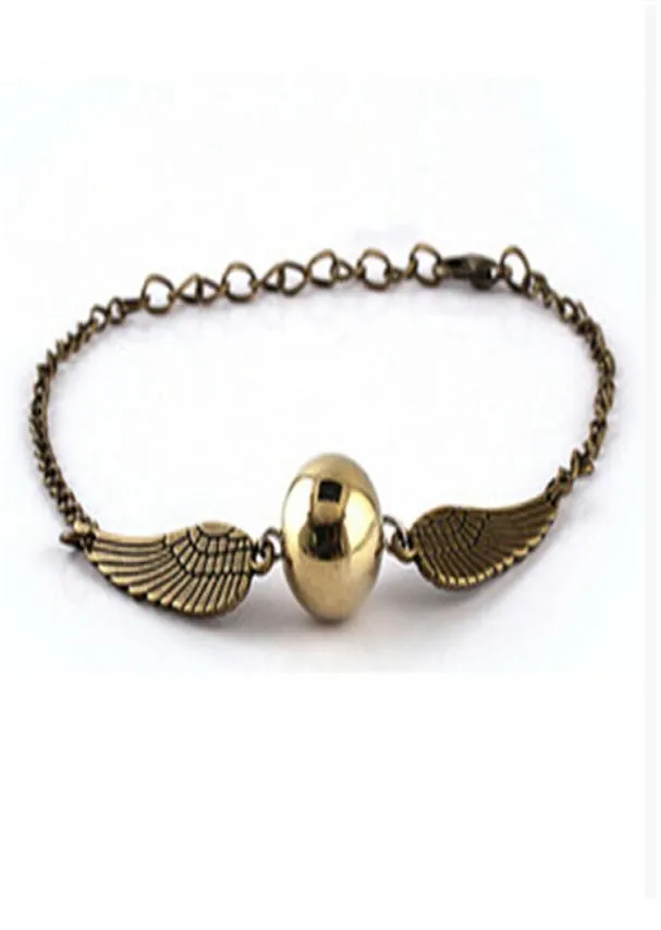 Bracelets de bracelet de poche Golden Golden Golden Bracelet Ailes Vintage Retro Tone pour hommes et femmes3400123