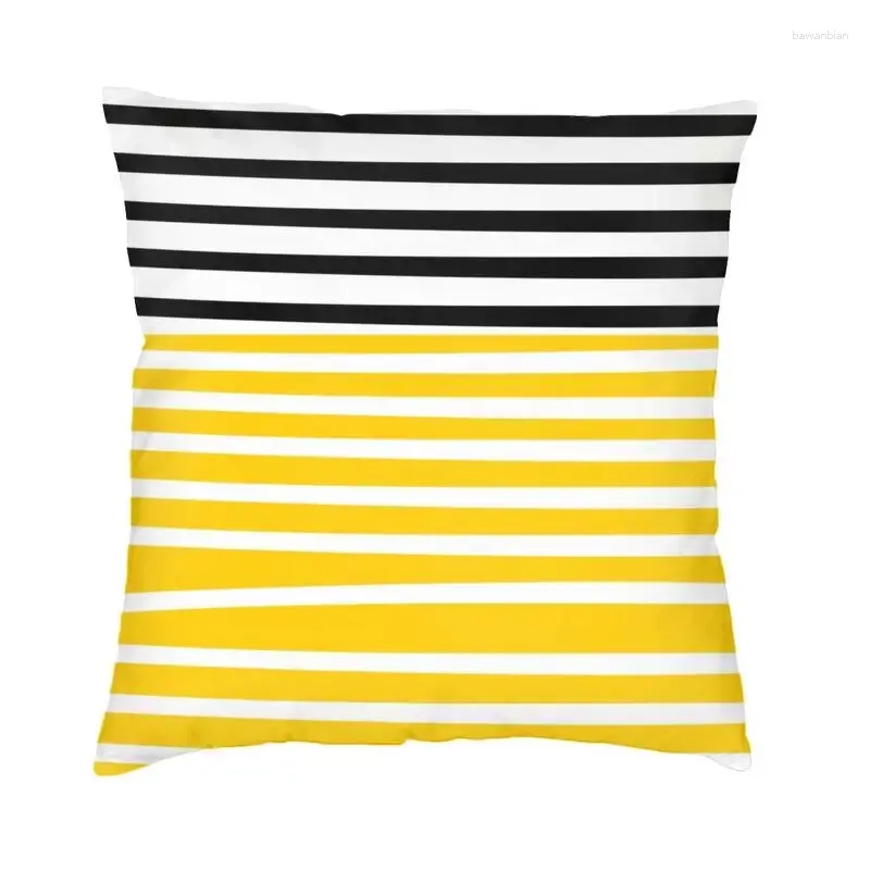 Pillow Cute Yellow Pattern With Stripes Covers Simple Geometry Velvet Modern Throw Case For Car Sofa