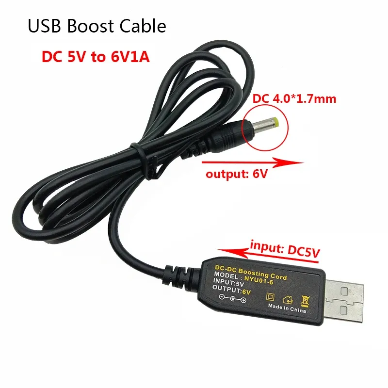 4,0*1,7 mm USB Boost Cable Cord DC 5V till 6V 6 Volt 6V1A Steg Up Modul Converter Power Adapter Supply for WiFi Router Högtalare