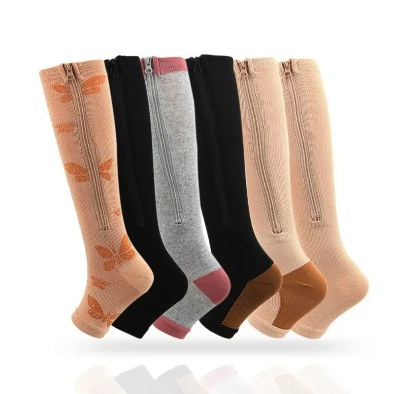 Medizinische Herren -Kompressionssocken Frauen Radsportsocken Sportsocken Reißverschluss professionelle Bein Ruhe -Verdickung in Übergrößen Großhandel