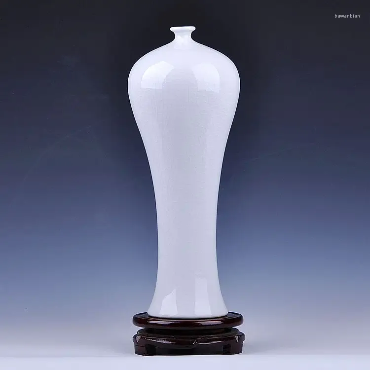 Vaser Jingdezhen Ceramics White Glaze Vase Bottle Crack Borneol Beauty Home Furnishing Decoration Room