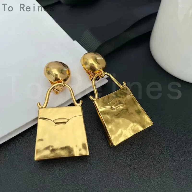 Backs Ohrringe zu Reines Vintage Golden Ohrclip Französisches Handtasche Klassische Design Mode Frauen hochwertige Pendientes Schmuck