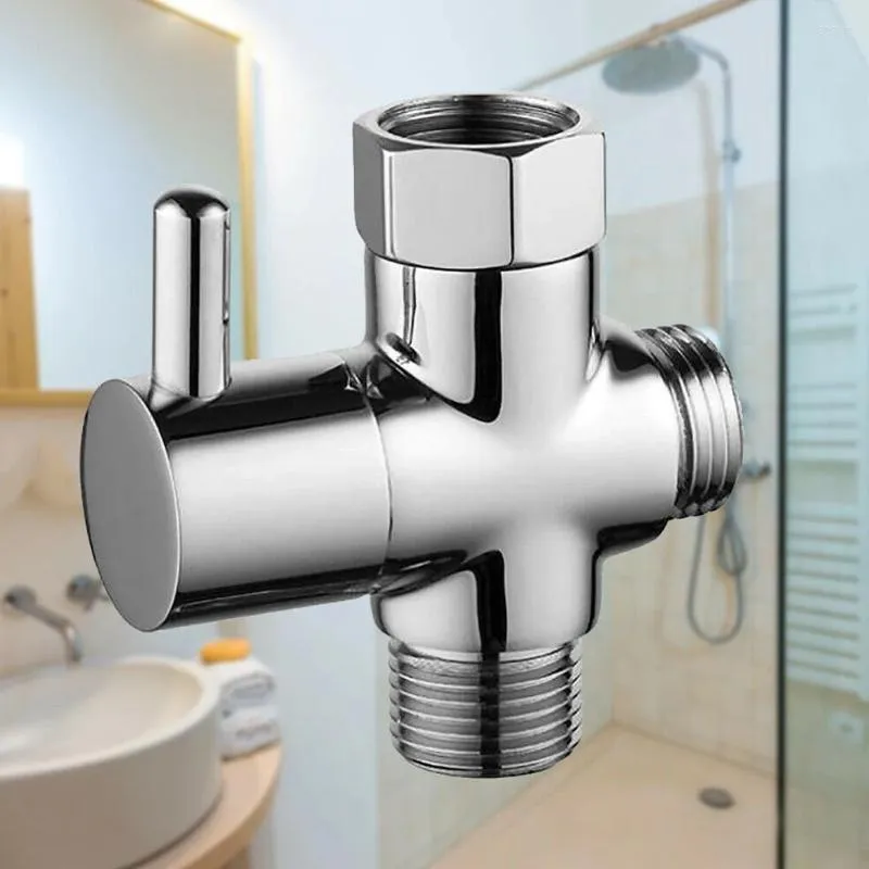 Robinets de cuisine G1 / 2in 3 voies en laiton convertisseur de soupape en laiton T chrome pour la pomme de douche