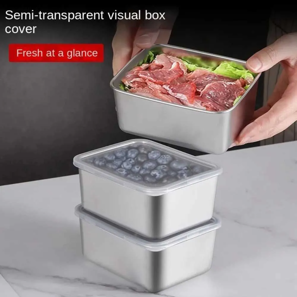 Voedselpotten Bussen Roestvrijstalen snackcontainer met lekvrije deksels Rectanle Airtiht Food Container Bento Food Box Outdoor Picnic Campin Tool L49