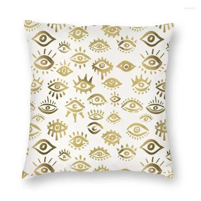 Oreiller des yeux mystiques d'or doux et jet décoration décoration personnalisé hamsa amulette 40x40cm couverture oreille