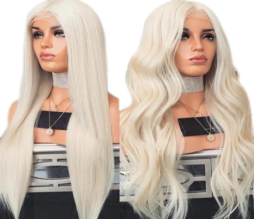 Platinum Blonde Wig With Baby Hair 26 Inch Synthetic Lace Front Wig Glueless Heat Resistant Wigs For Women9107103