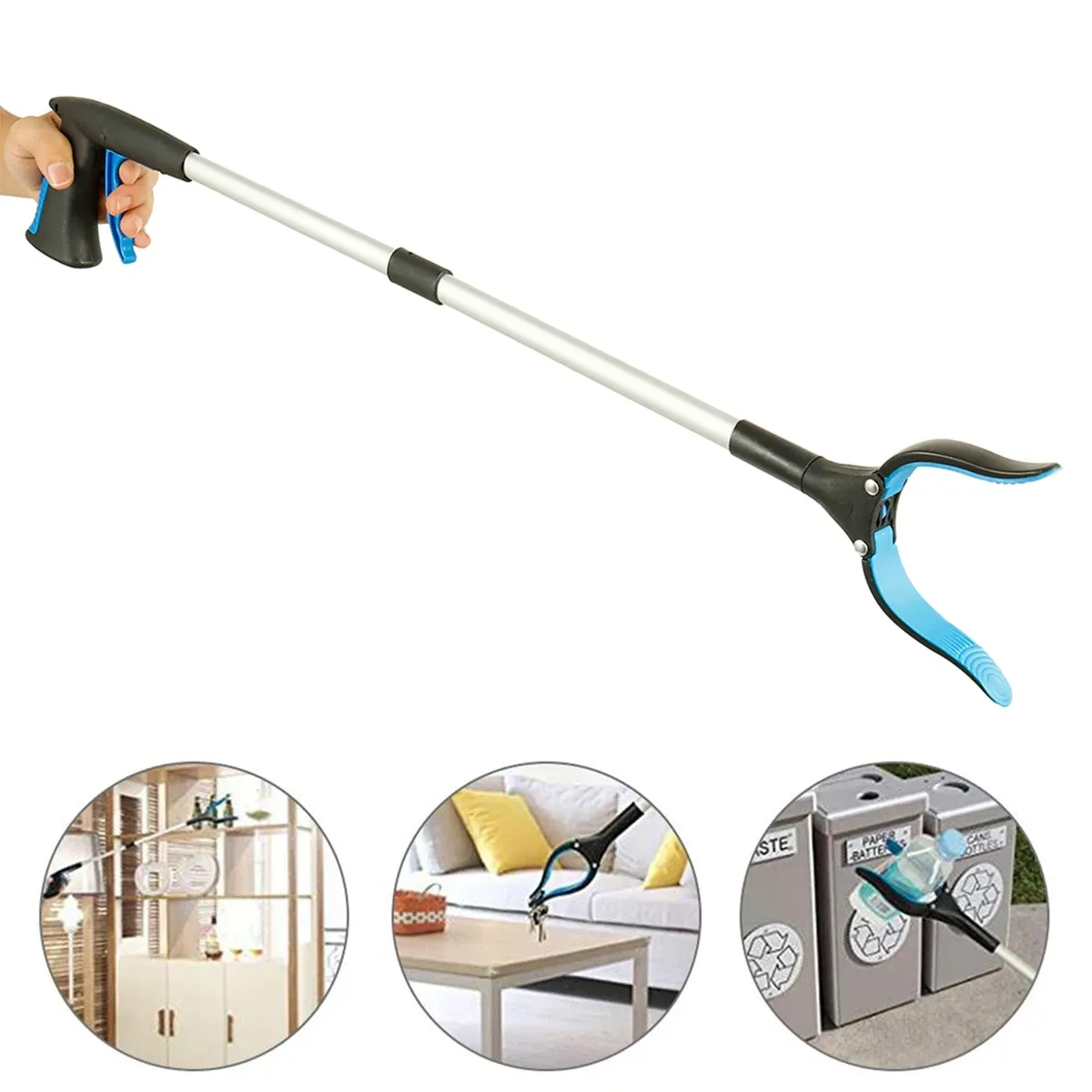 1pc Müllauswahlfaltbar Gripper Tragbares Grabber Reacher Long-Griff mit Anti-Skid-Kiefern für ältere Menschen