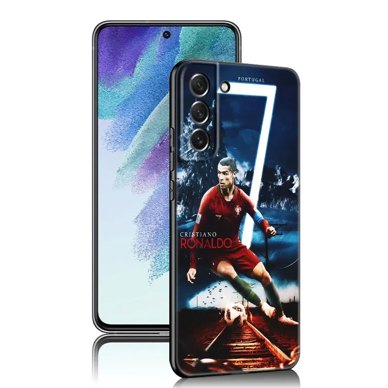 Custodia per telefono giocatore a stella di calcio per Samsung Galaxy S23 S21 S20 FE S24 S22 Ultra S10E S10 S9 S9 S8 Plus COPERCHIO DI SILICONE NERO