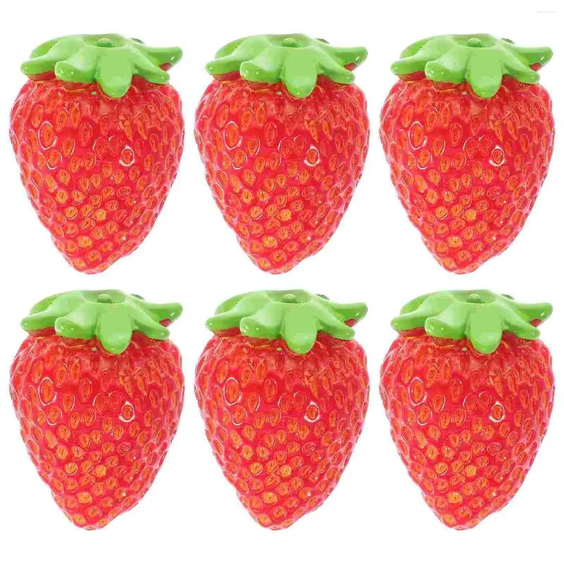 Decoração de festa 6 PCs simulados Strawberry Miniatura Decorações de frutas falsas modelos de frutas cena de layout cena artificial Faux