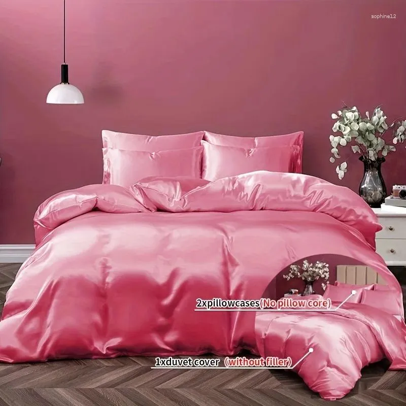 Beddengoed sets massieve kleur satijnen set zachte comfortabel dekbedoverdek voor slaapkamerlokaal (1 2 kussenslopen zonder kern)