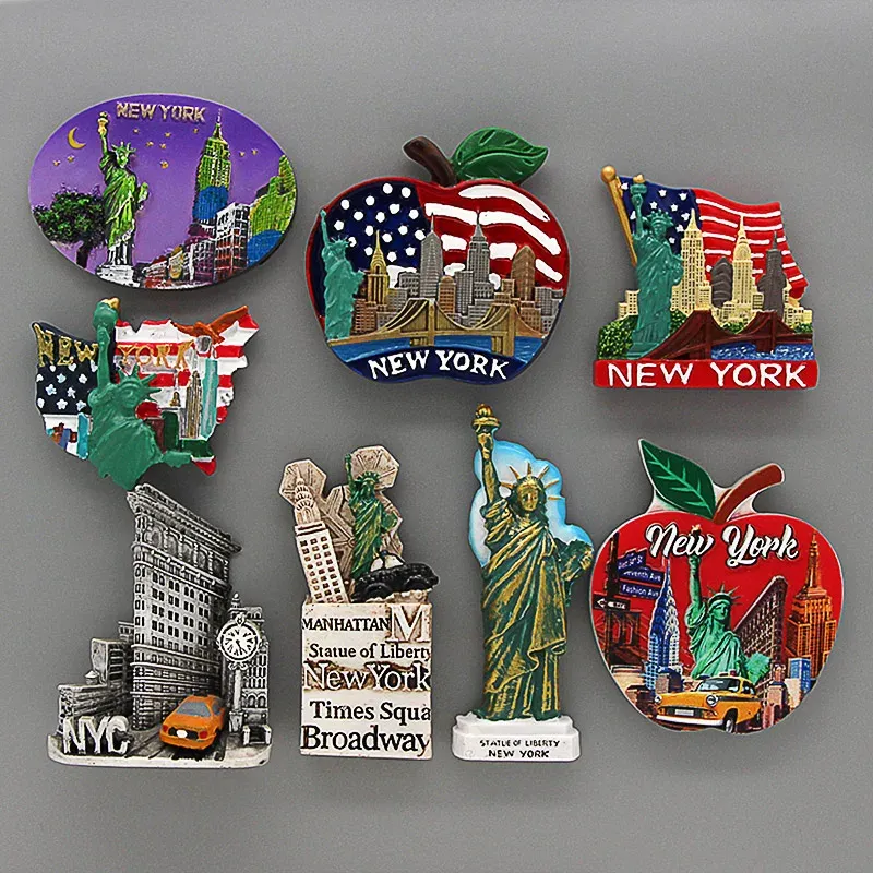 American Tourism New York Statue of Liberty Atlantic City Times Square New York City Fridge Magnet Magnetic Refrigerator Sticker