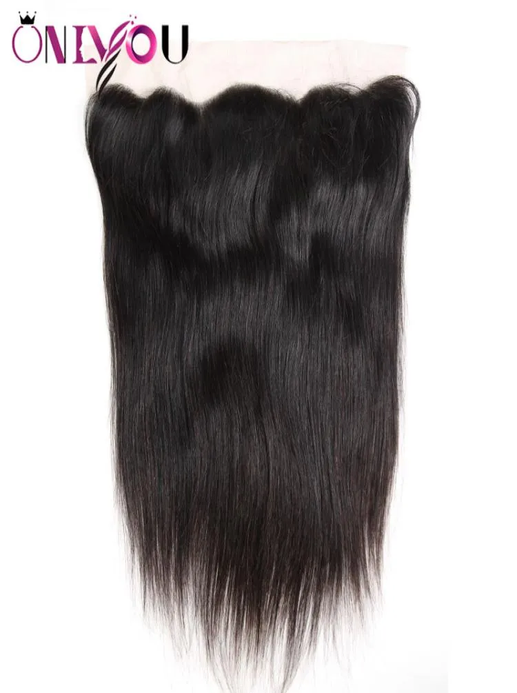 Brasilianische jungfräuliche Haarverlängerungen gerade 13x4 Ohr -Ohr -Ohr -Spitze Frontal Silky Straight Top Remy Haarsperrung geeignet mit menschlichem Haar3088753