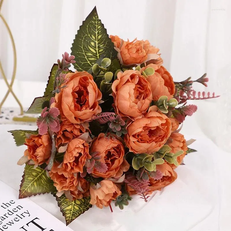 Decorative Flowers 1 Bunch Vintage Silk Peony Home Table Decoration Fake Simulation Floral Arrangements Wedding Bride Bouquet