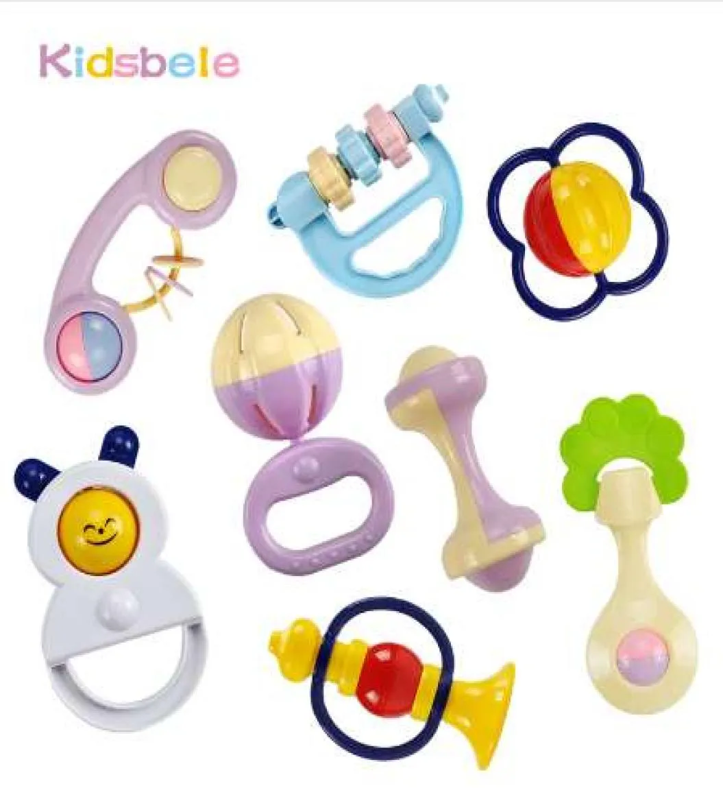 Giocattoli per neonati 5pcs in plastica jingle tremante Bellkidsbele bavasini morbidi giocattoli neonati 012 mnoths teether sonde giocattoli3312436