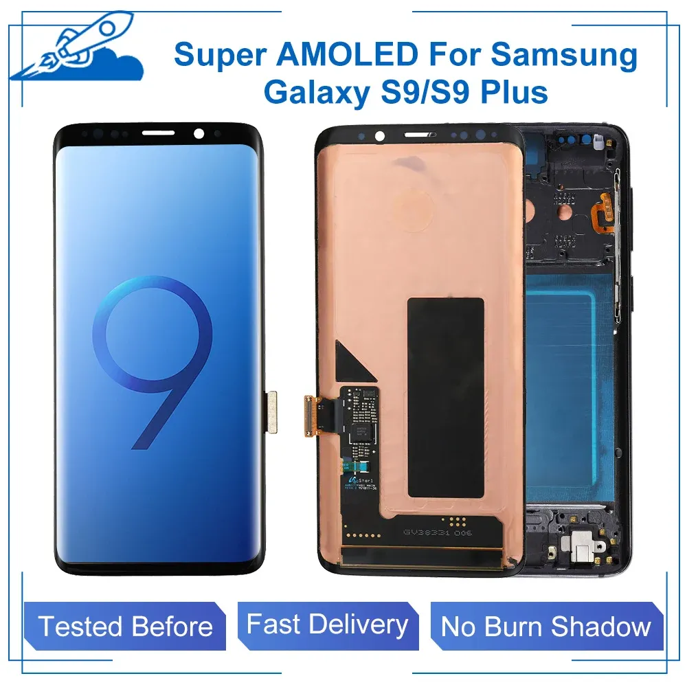 Super AMOLED voor Samsung Galaxy S9 S9 S9 S9 plus Pantalla LCD Touchscreen Display Digitize Montage vervangingsframe geen brandschaduw