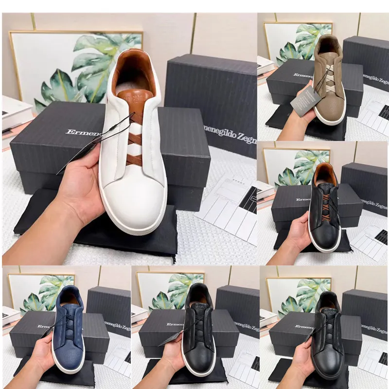 2024 New Luxury shoes Mens Zegna Lace-up Business Casual Social Wedding Party Quality Leather Lightweight Chunky Sneakers Formal Trainers Fashion shoes