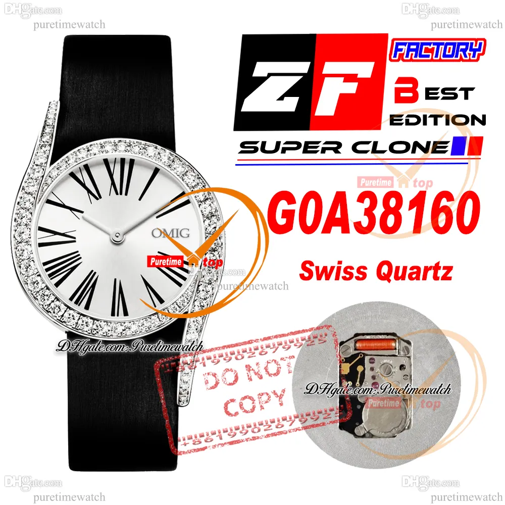 Gala Limelight G0A38160 Szwajcarski kwarc Watch ZF STEL STAL CASE DIONDS RAMEL SREBROWA DOBLE BLACK TWARD Pasek Super Edition Watches PureTime RELOJ HOMBRE F2