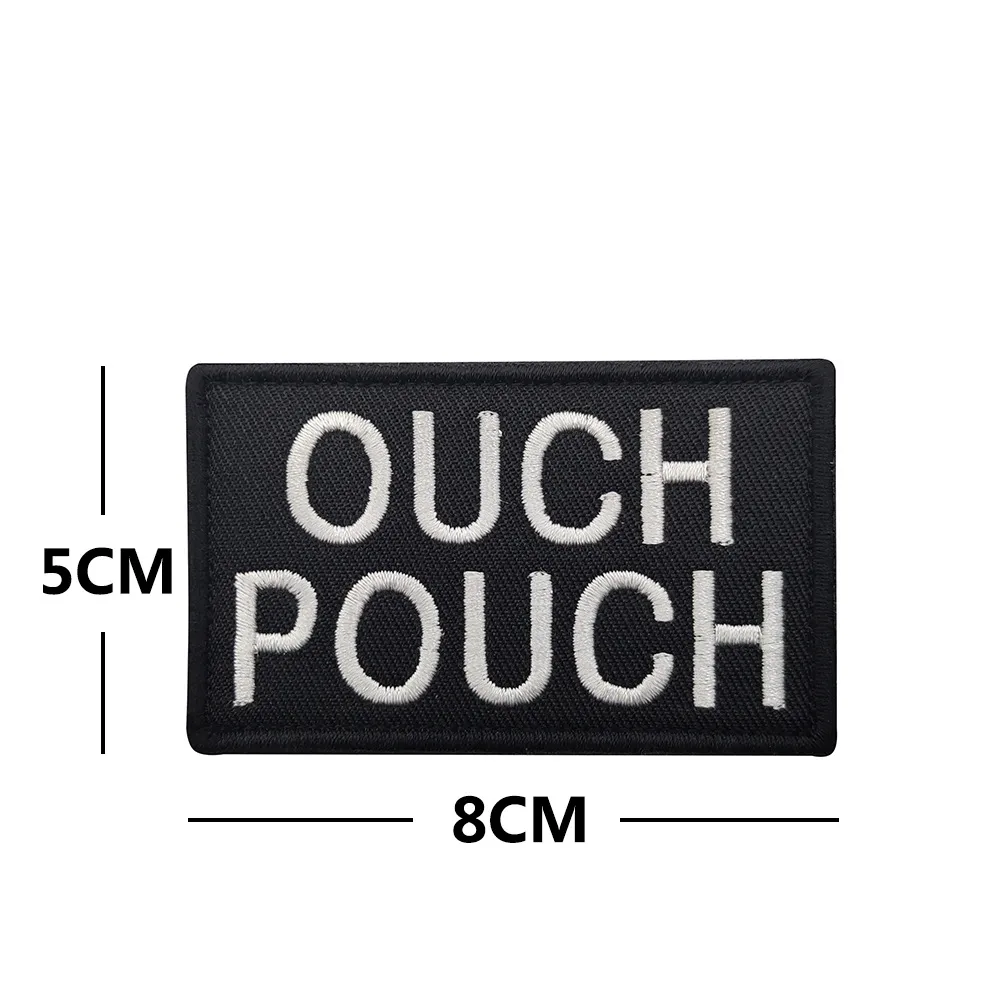 English letter OUCH POUCH Patches Emblem Reflective military 8*5cm Hook and Loop Tactical