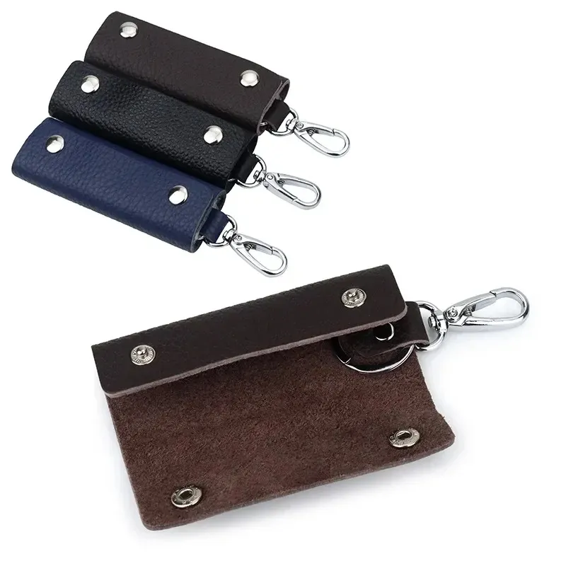Retro Car Key Ring Holder Organizer Accessories Key Holder Leather Keychain Bag Purse Housekeeper Portable Men Key Case
