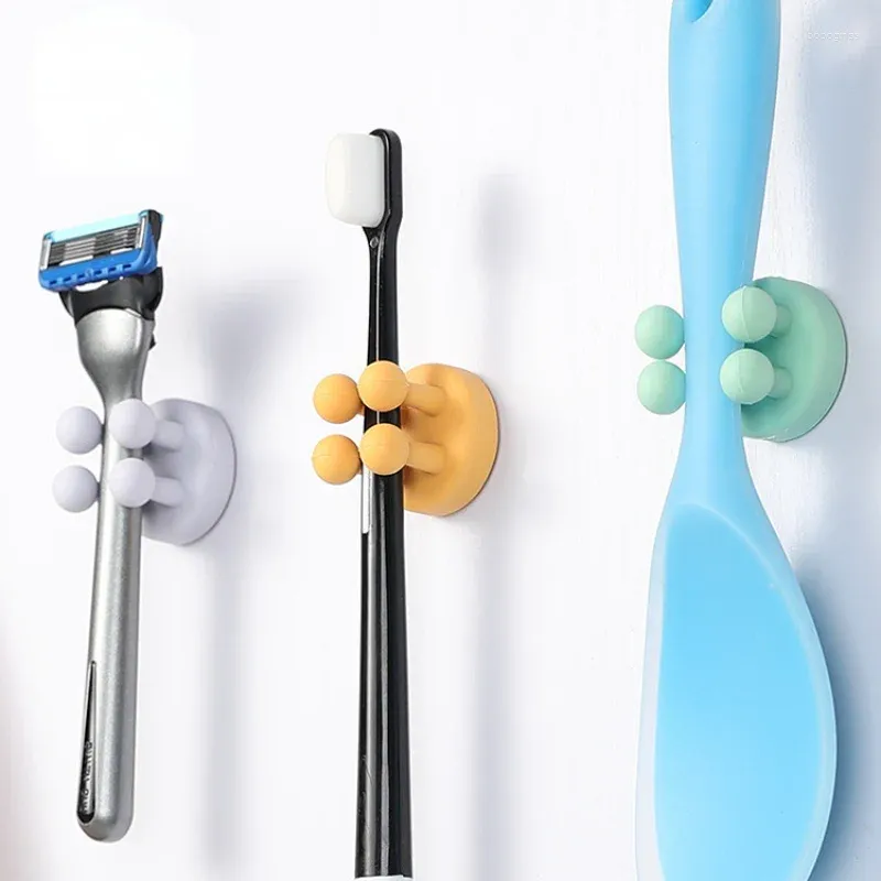 Hooks 1PCS Self Adhesive Silicone Hook Seamless Bathroom Kitchen Wall Door Hangers Punch-Free Key Holder Towel Rack Storage