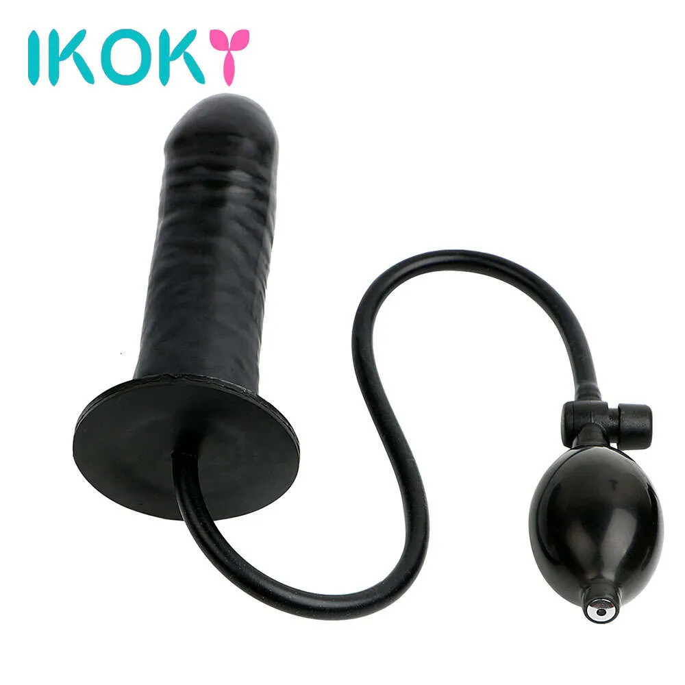 IKOKY Inflatable Female Masturbator Anal Plug Huge Dildo with Pump sexy Shop Fake Penis sexy Toys for Women Adult Product