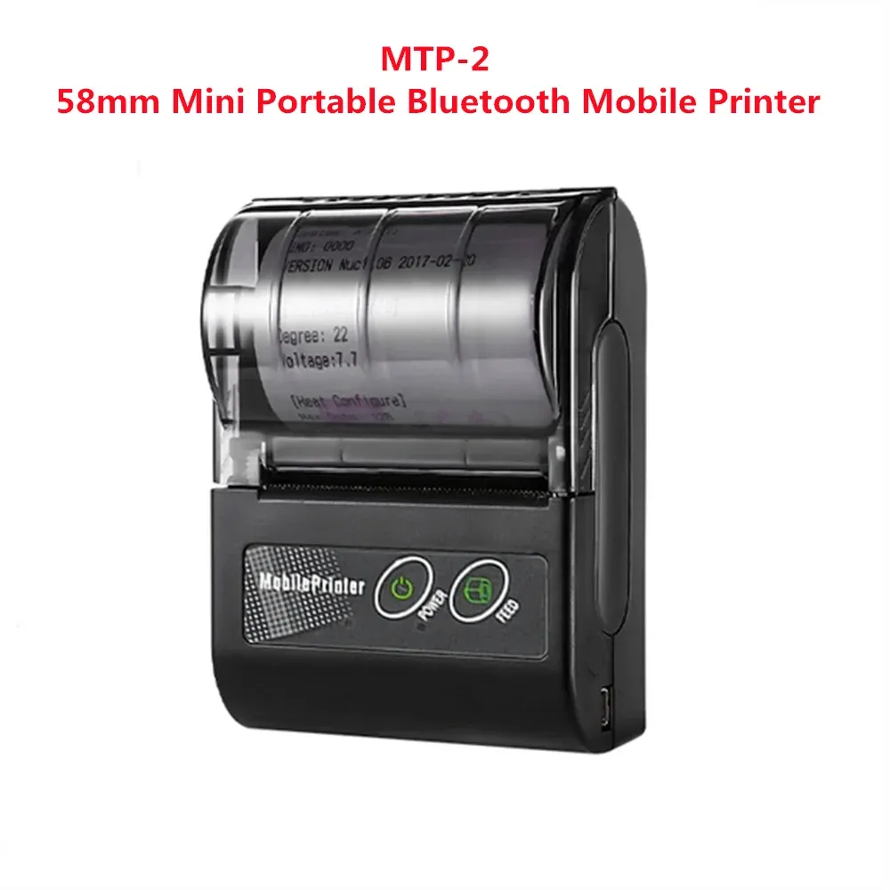 Yazıcılar MTP2 58mm Kablosuz Bluetooth Makbuz Yazıcı/Taşınabilir Termal Etiket Küçük İşletme/Restoran/Süpermarket/Mağaza