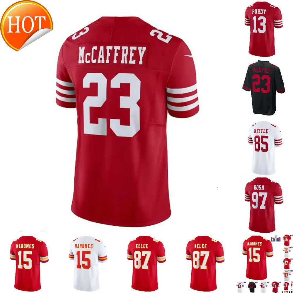 Crianças de atacado barato Christian Brock Patrick Purdy George Jersey Color Nick Travis McCaffrey Fred Mahomes Kelce Bosa Kittle Warner All Stitched Jerseys