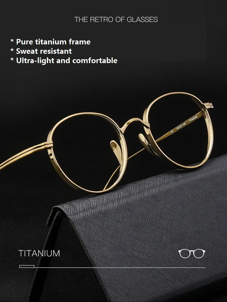 Sunglasses Frames 47mm Small Round Pure Titanium Prescription Eyeglass Frame 8101 from Fashion Sunglasses Frames - price 21.76