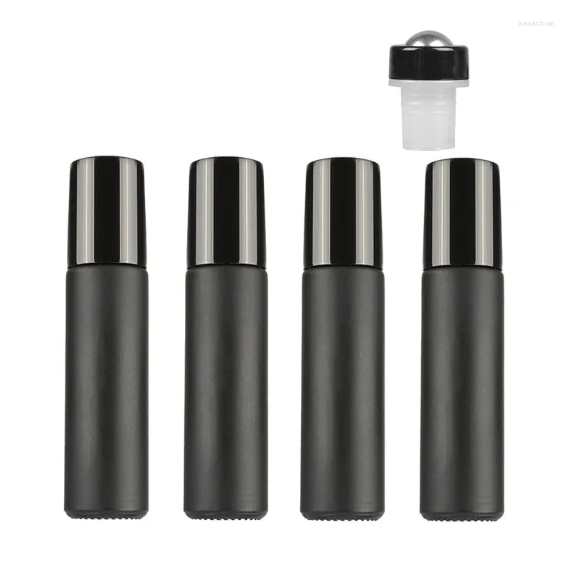 Storage Bottles 12pcs/lot 10ml Clear Amber Blue Matte Black Thick Glass Roll On Perfume For Essential Oil Cosmetic