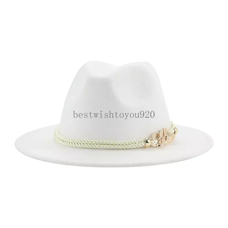 Chapeau de femmes hommes Fedora largeur bord de chameau solide courbe de chaîne blanche Panamas Capes jazz HIP HOP HAT DE MARIAGE PAMELAS Y TOCADOS PARA BODAS