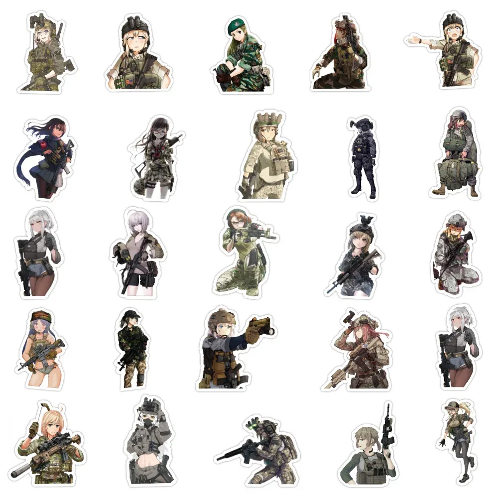 10 / 50pcs Camouflage féminin Soldat Autocollants pour enfants Graffiti pour ordinateur portable Motorcycle de moto