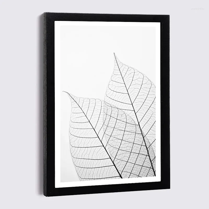 Frames Nordic Big Leaves Toile peinture Po 5 "7" 8 "Frame d'image noir Art moderne Mur de luxe Mur intérieur décor en bois