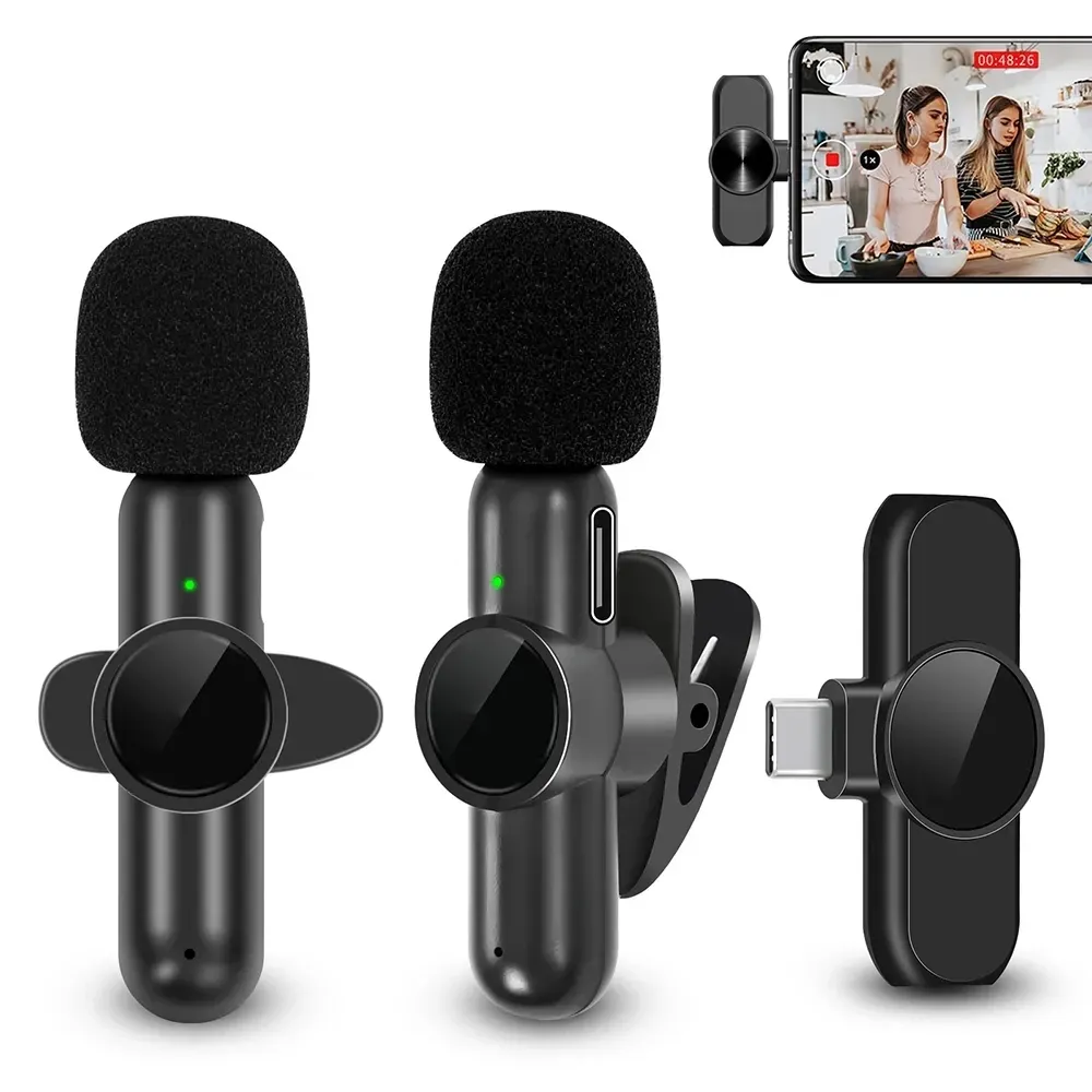 Microfones K6 Wireless Lavalier Microphone Audio Video Recording Mini Mic för iPhone iPad Android Laptop Live Gaming Smartphone Microphone
