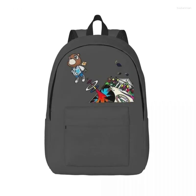 Bolsas de armazenamento Kanye Graduation Bear Hip Hop Mochila para menino menino garotos Livro da escola Daypack Preschool Jardim de infância para caminhada