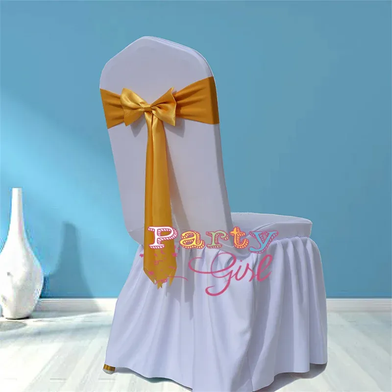 20pcs Lot Ücretsiz Tie Lycra Sandalye Band Düğün Sandalyesi Kapağı Etkinlik Partisi Otel Dekorasyonu için Satin Kanat Yay