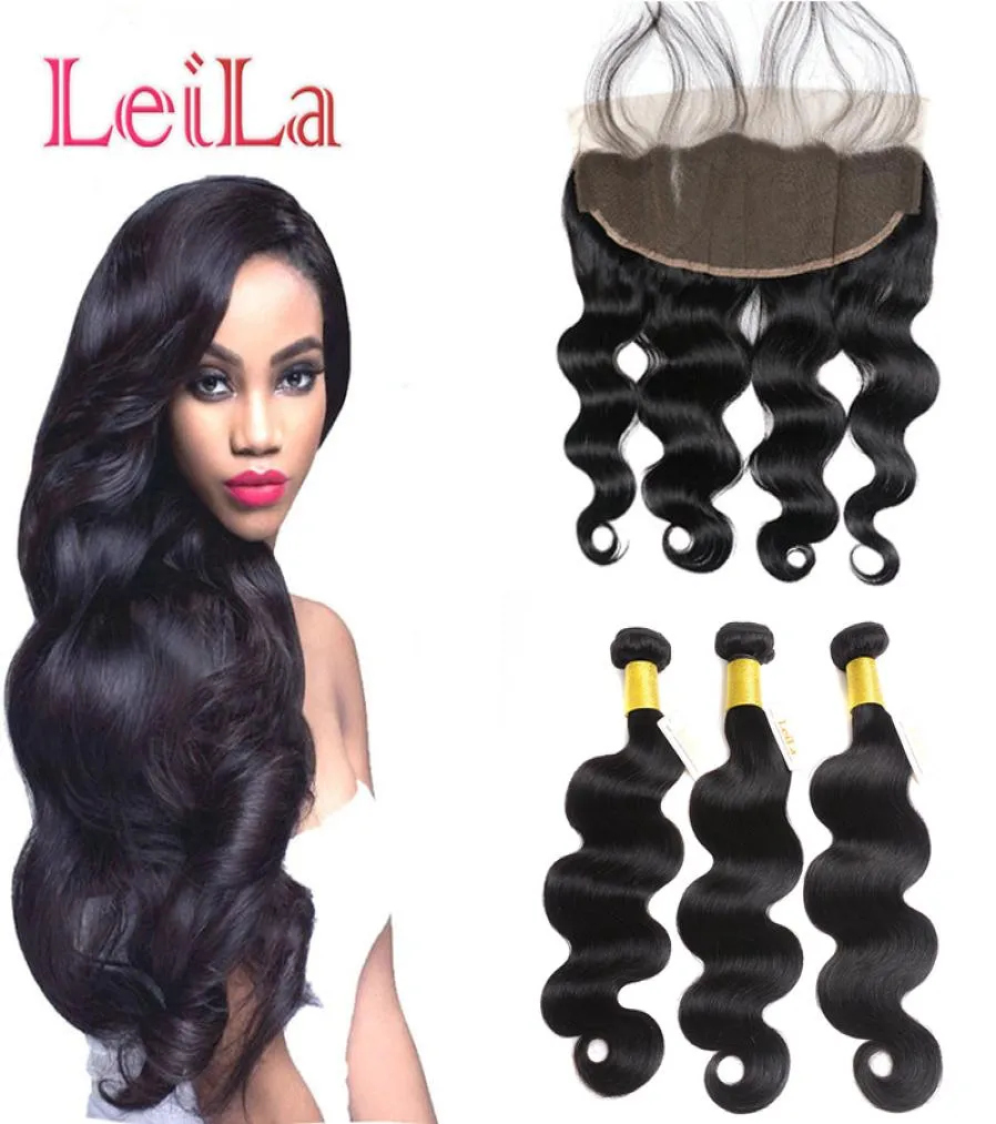 Peruvian13x4 kanten frontale sluiting met bundels goedkoop 9a body wave maagd haar 4 stuks menselijk haar met kant frontale sluiting3848460