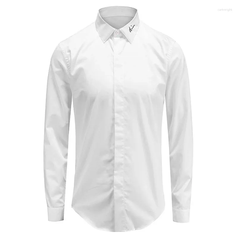 Chemises décontractées pour hommes printemps et auteur de couleur d'automne broderie de la chemise à manches longues Yapi Gentleman haut de gamme Slim Slim Fit