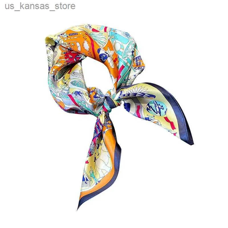 Scarves % Real Silk Scarf Scarves Women Foulard Head Ladies Shawl Wrap Female Hijab Poncho Beach Kerchief Soft Bandana Lady Brand240409