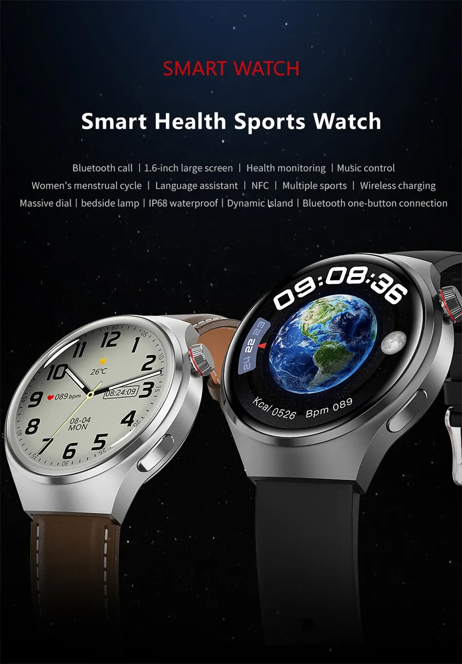 2024 New For Huawei GT4 Pro Smart Watch Mens IP68 NFC GPS Tracker AMOLED 360 360 HD Screen Heart Rate Bluetooth Call SmartWatch From 151 9 DHgate