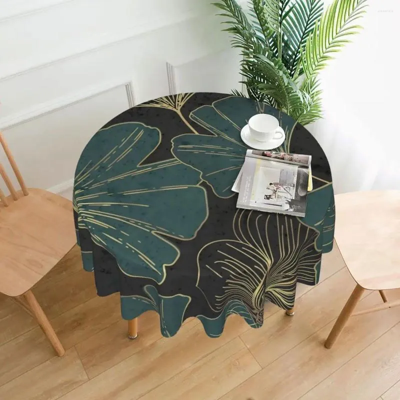 Tischtuch Gingko Biloba Tischdecke Blätter Kunstdruck Polyester Round Cover Mode Grafik für Dekor Haus Dining