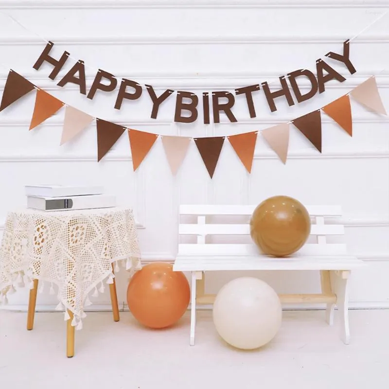 Party Decoration 1PCS/set Multifunctional Retro Brown Birthday Flag - For Various Occasions Letter Displays Festive Ambiance