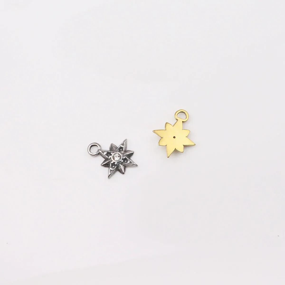 5pcs 12mm Wholesale StainlessSteel High Quality Star Rhinestone Charms Pendant DIY Necklace Earrings Bracelets Unfading 2 Colors