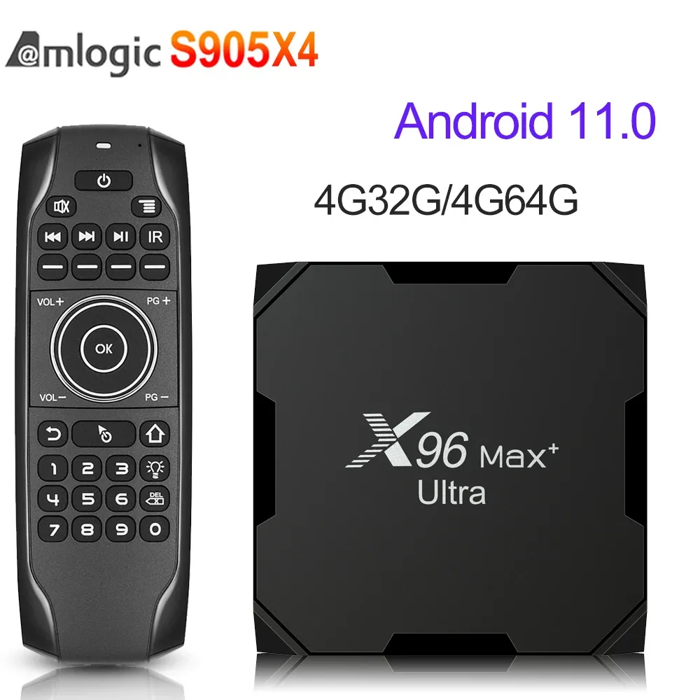 Box New X96 Max Plus Ultra Amlogic S905X4 Android11 ​​Smart TV Box 4G 32G/64G Dual WiFi USB3.0 8K HD 2.4G 5.0G Setop Box PK X96 Max+
