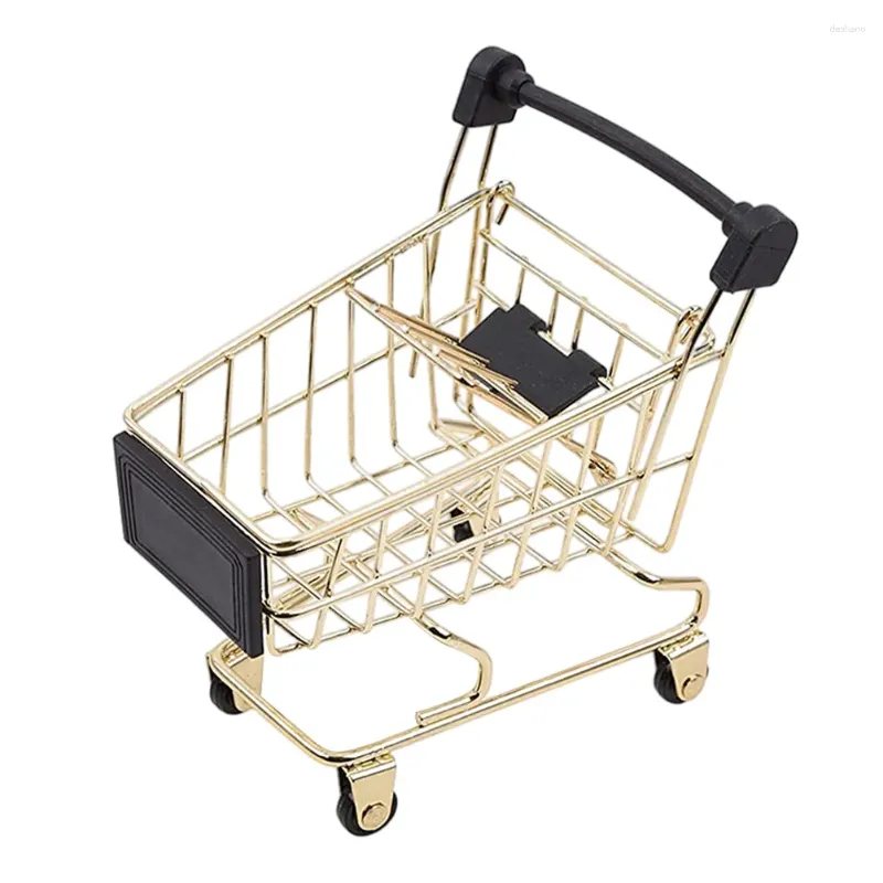 Opslagflessen Kar Golden Mini Shopping Beauty Sponge Holder Trolley Toy Ornamens Carts Iron Delicate Child
