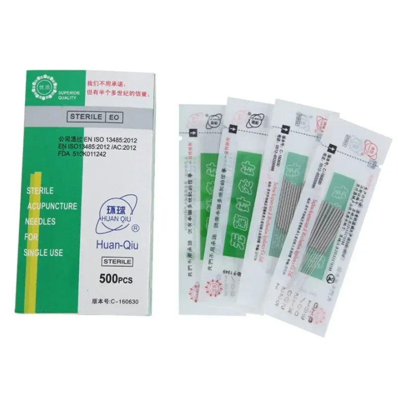 500 pezzi sterili ago di agopuntura desposibile huanqiu massaggio corporeo di salute con gudin tube