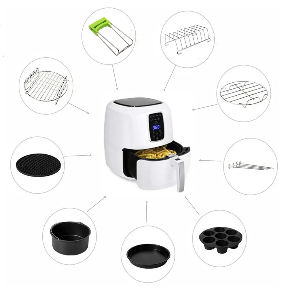 7 tum / 8 tums Air Fryer -tillbehör för Gowise Phillips Cozyna och Secura passar alla Airfryer 3.73.7 4.2 5.3 5.8QT Baking Pan