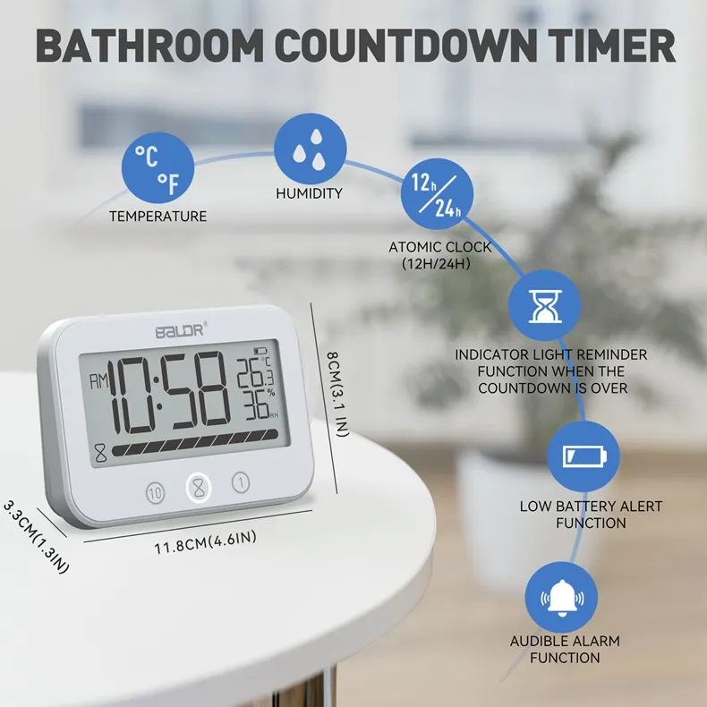 Horloge Ventouse Numérique Horloge Douche Numérique Soddyenergy - Étanche LCD Température Humidité Minuterie Horloge Ventouse Cuisine